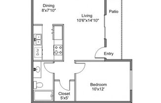 1 bed, 1 bath, 555 sqft, $904, Unit 726