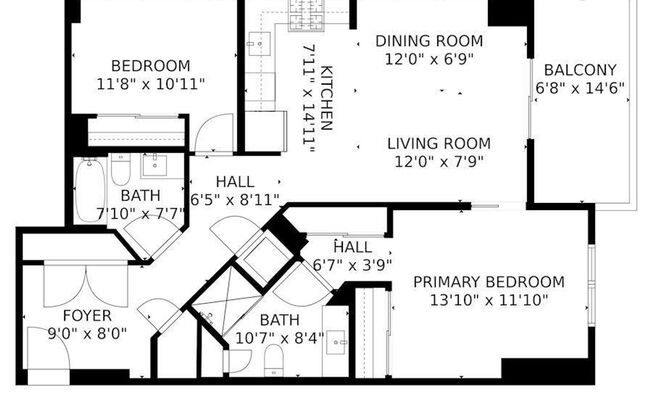 2 beds, 2 baths, $3,300, Unit # 105