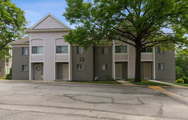 our apartments have a parking lot in front of our building at Eastwood Crossings, Kansas City, Missouri