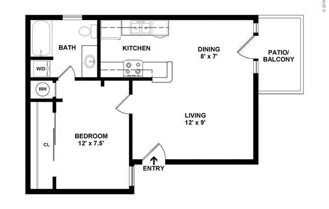 1 bed, 1 bath, 505 sqft, $1,045