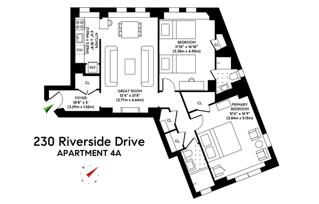 2 beds, 2 baths, 1,153 sqft, $7,225, Unit 4A