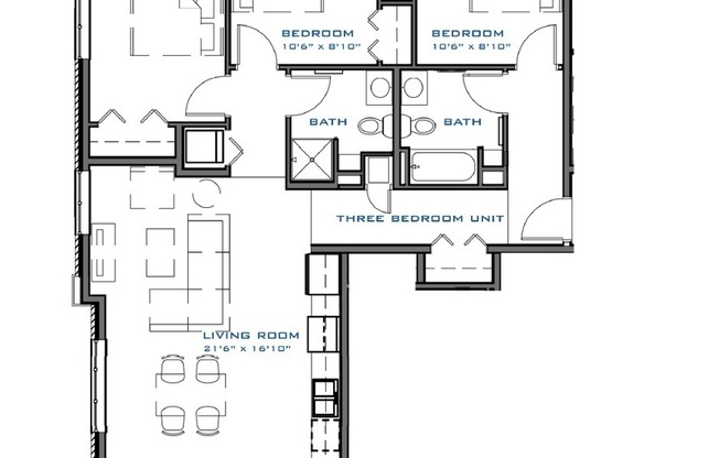 3 beds, 2 baths, 1,169 sqft, $2,800, Unit 302