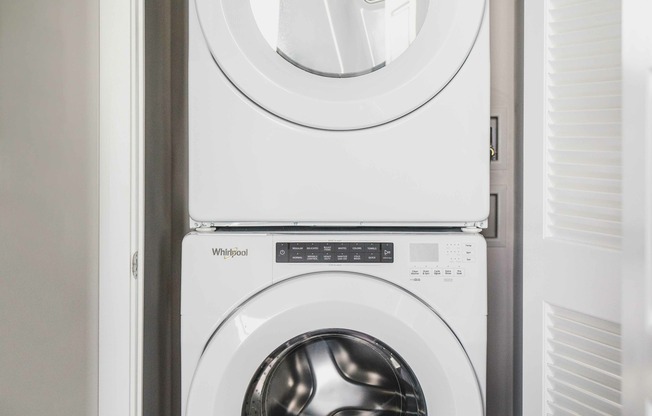 In-home, front-loading washer and dryer.