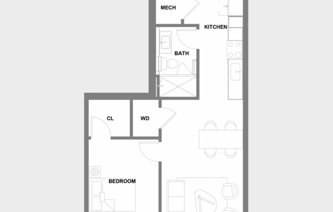 1 bed, 1 bath, 660 sqft, $1,788, Unit 207