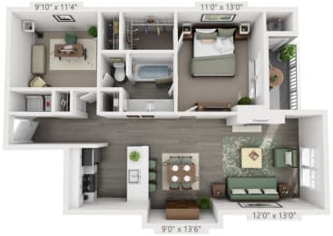 1 bed, 1 bath, 910 sqft, $1,350