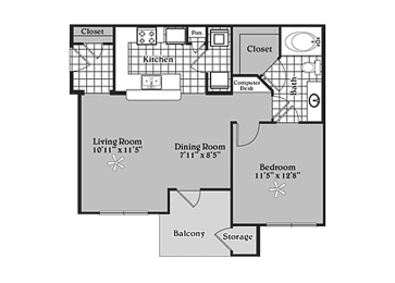 1 bed, 1 bath, 756 sqft, $1,019