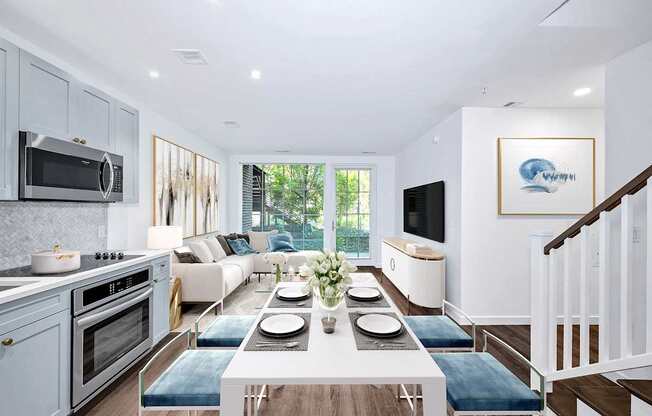 Living and kitchen area at The Glover House, Washington, 20007