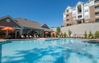 resort style pool with view of clubhouse