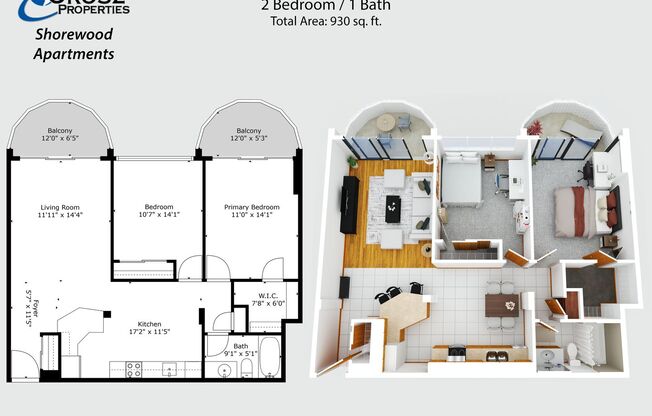 2 beds, 1 bath, $1,795, Unit 604