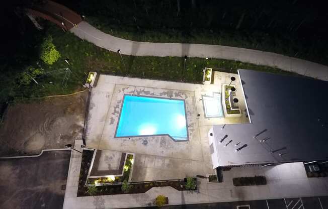 arial view of the pool at night at Commons on the Tualatin River, Tualatin, 97062