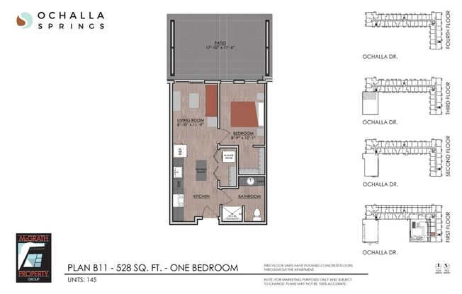 1 bed, 1 bath, 528 sqft, $1,490, Unit 145