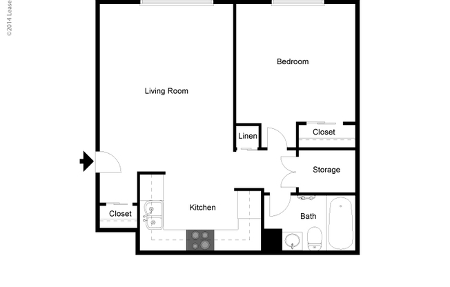 1 bed, 1 bath, 600 sqft, $632