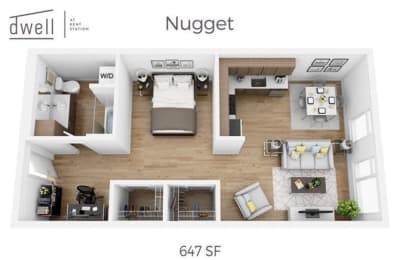 Studio, 1 bath, 647 sqft, $1,984