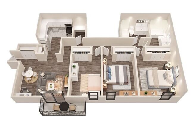 2 beds, 1 bath, 872 sqft, $1,235, Unit N-5E