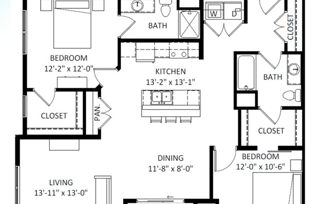 2 beds, 2 baths, 1,122 sqft, $2,200, Unit 8421-201