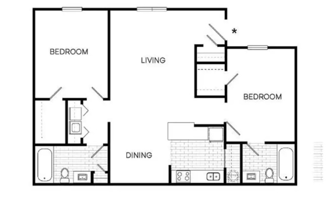 2 beds, 2 baths, 950 sqft, $1,195, Unit DowntownerB11