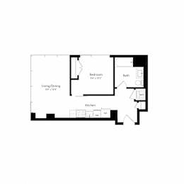 1 bed, 1 bath, 551 sqft, $2,003