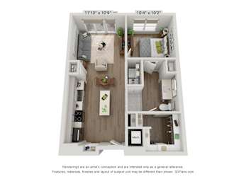 1 bed, 1 bath, 703 sqft, $1,765
