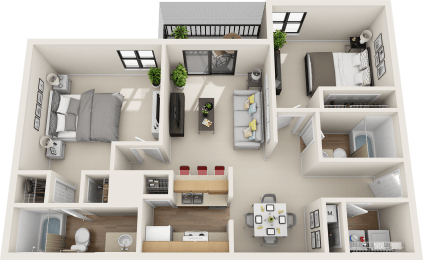 2 beds, 2 baths, 1,088 sqft, $1,380