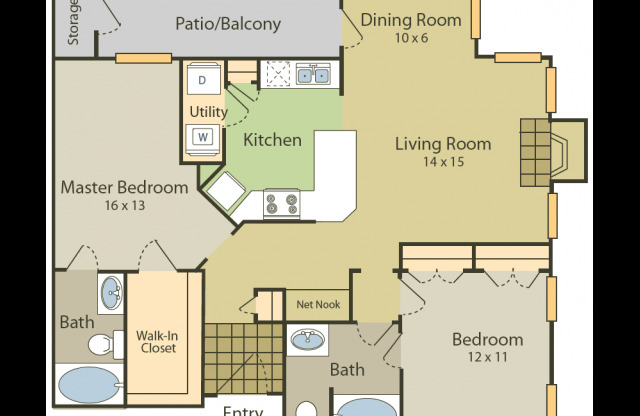 2 beds, 2 baths, 1,157 sqft, $1,480