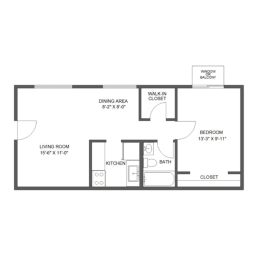 1 bed, 1 bath, 572 sqft, $890