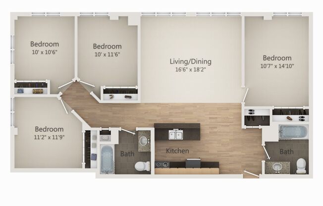 4 beds, 2 baths, $4,700, Unit 1103