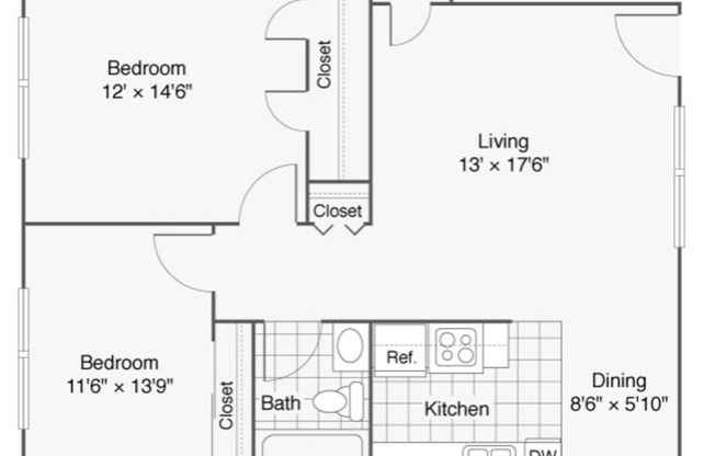 2 beds, 1 bath, 875 sqft, $2,175, Unit 66