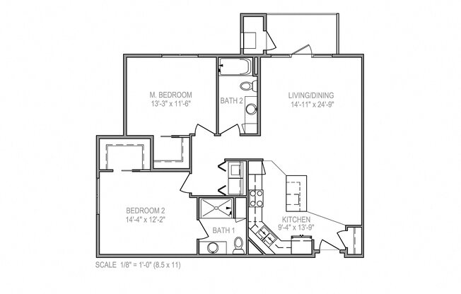 2 beds, 2 baths, 1,157 sqft, $1,845