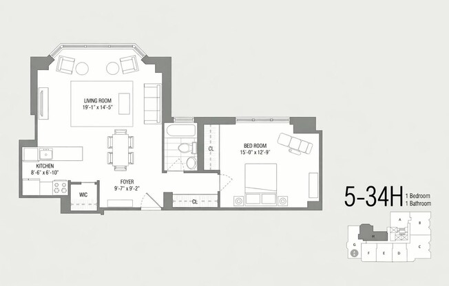 1 bed, 1 bath, 825 sqft, $6,000, Unit 4H