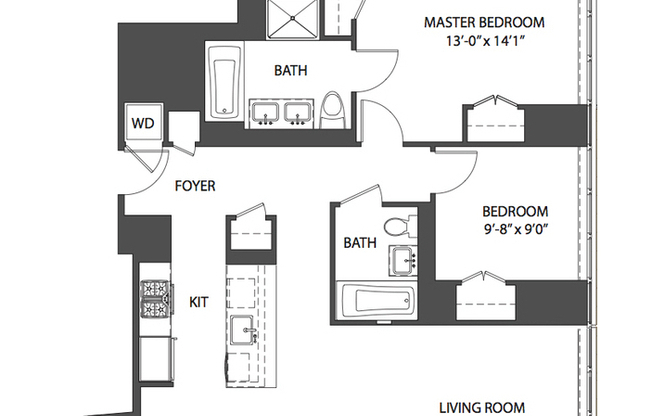 2 beds, 2 baths, 1,152 sqft, $7,795, Unit 12E