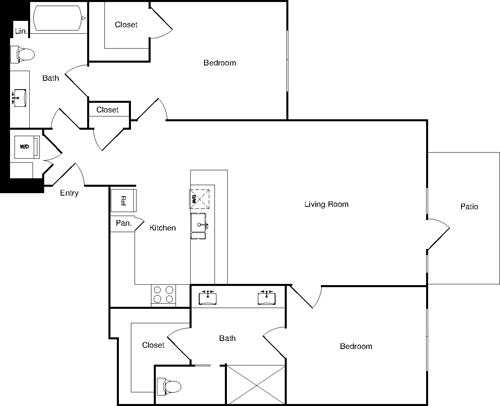 2 beds, 2 baths, 1,220 sqft, $3,361, Unit 234