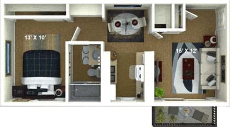 1 bed, 1 bath, 592 sqft, $1,299