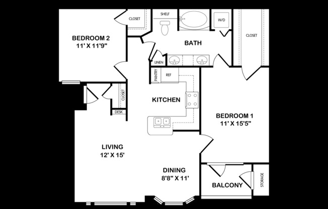 2 beds, 1 bath, 1,012 sqft, $2,110, Unit 10110