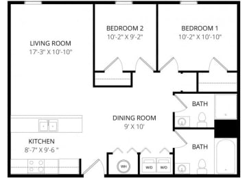 2 beds, 2 baths, $1,008