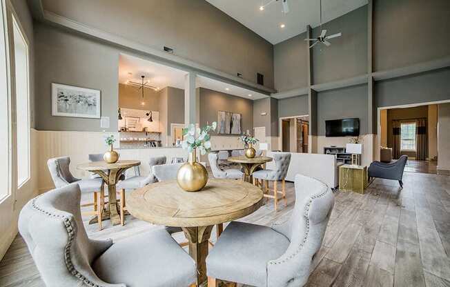 Eat-In Table With High Chairs In Clubhouse at Champion Farms Apartments, Louisville, 40241