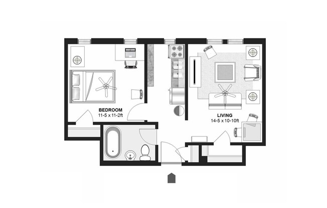 1 bed, 1 bath, 460 sqft, $850, Unit 13