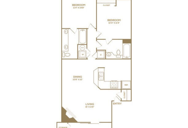 2 beds, 2 baths, 1,028 sqft, $1,675