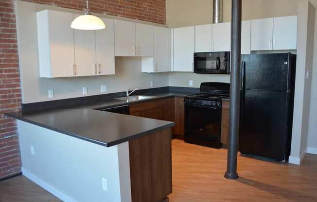 Kitchen at Mass Mills Apartments Lowell