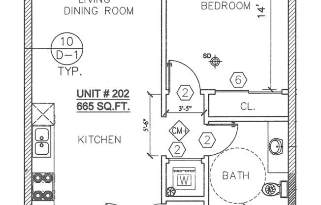 1 bed, 1 bath, 665 sqft, $2,195, Unit 305