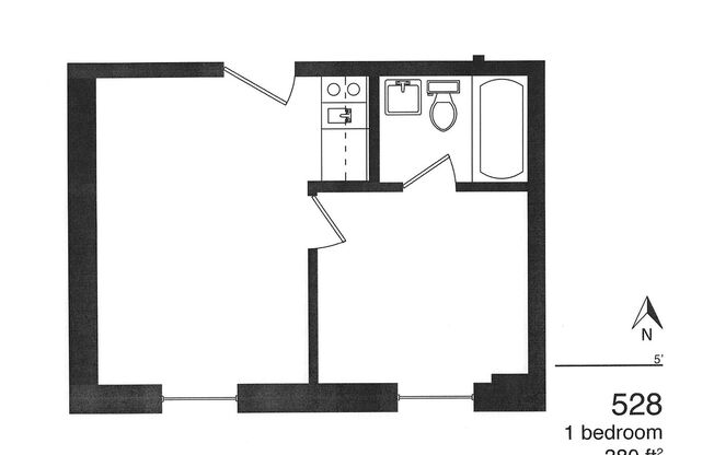 1 bed, 1 bath, 295 sqft, $520, Unit 528