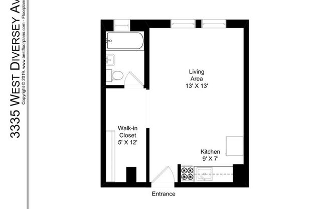 Studio, 1 bath, 395 sqft, $1,250, Unit 117