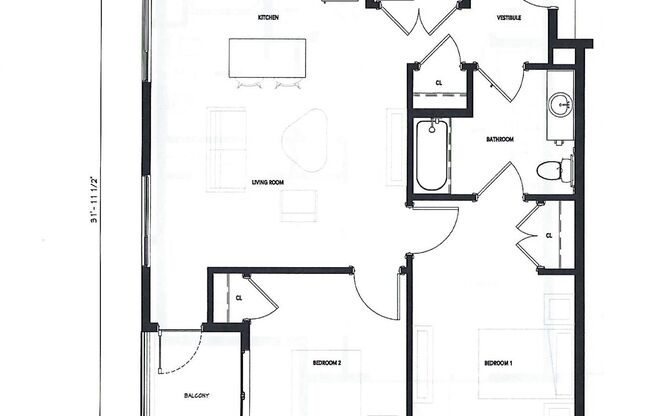 2 beds, 1 bath, 887 sqft, $1,575, Unit 225