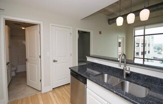 Granite counter tops at Studio One Apartments, Detroit