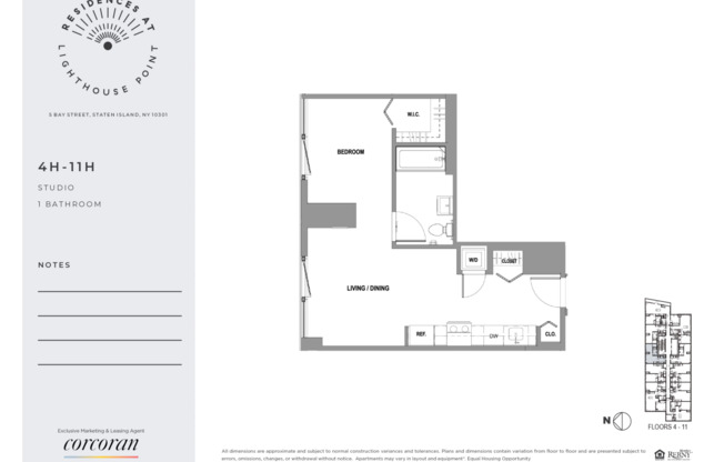 Studio, 1 bath, $2,396, Unit 4II