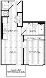 1 bed, 1 bath, 496 sqft, $2,458