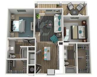 2 beds, 2 baths, 1,073 sqft, $1,855