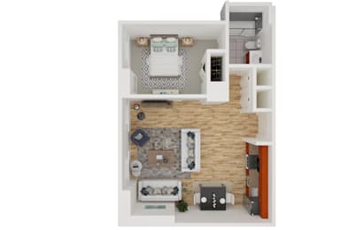 1 bed, 1 bath, 586 sqft, $1,795