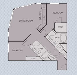 2 beds, 2 baths, 1,060 sqft, $2,729