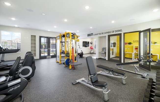 Fitness Center With Modern Equipment at Mitchell Place Apartments, Murrieta, 92562