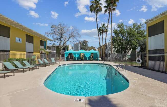 the swimming pool at our apartments in palm springs